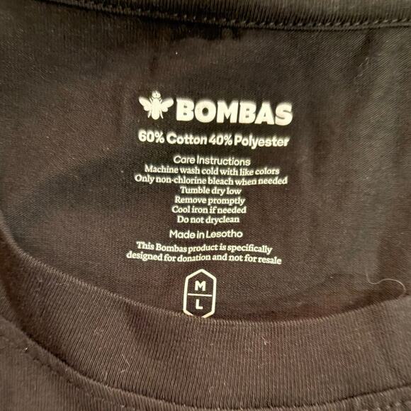 Bombas Black T-Shirt M/L | Cotton Blend Casual Basic Tee - Picture 2 of 4